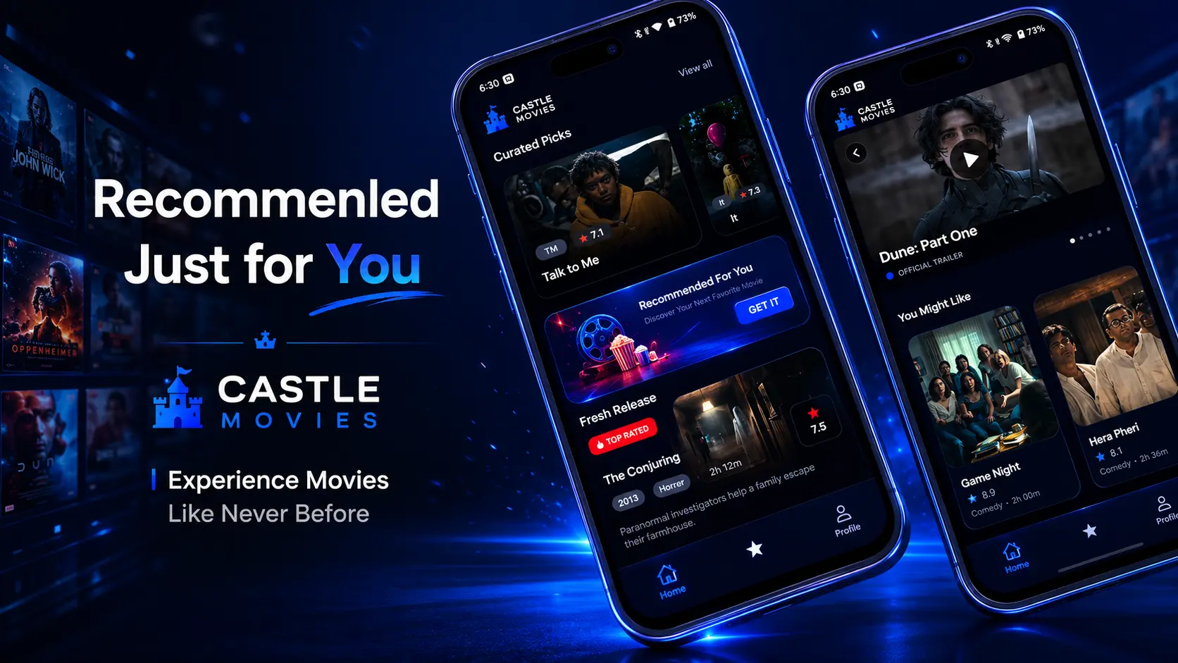 Discover new movies row inside the Castle APK home screen on Android phone